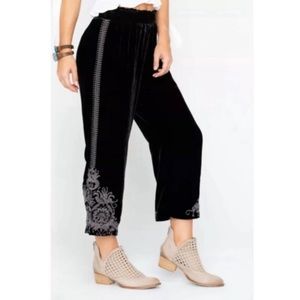 Johnny Was Velvet Embroidered Crop Pants